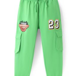 Pine Kids Full Length Comfort Fit Track Pants Basketball Print - Neon Green-image-93