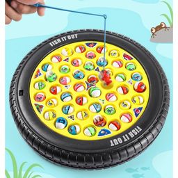 DOMENICO Musical Rotating Tyre Fishing Game Toy with 45 Fishes and 4 Fishing poles Big Size - Color may vary-picture-15