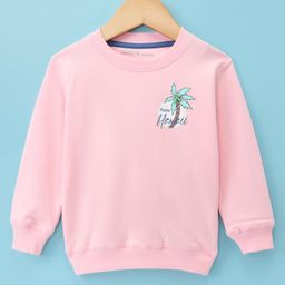 Doreme Terry Knit Full Sleeves Sweatshirt with Tropical Theme Print - Pink-image-21