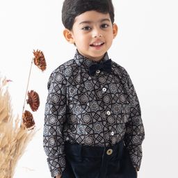 Tiber Taber 100% Cotton Full Sleeves Abstract Printed Shirt - Black-image-54