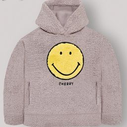 Cherry Crumble By Nitt Hyman Full Sleeves Smiley Embroidered Fur Detailed Hooded Sweatshirt - Beige-image-7