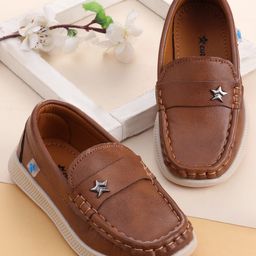 Cute Walk by Babyhug Slip On Solid Coloured Loafers - Brown-image-6