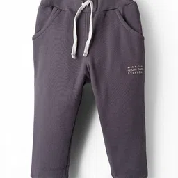 Pink Rabbit Single Jersey Knit Full Length Lounge Pant with Text Print & Pockets - Charcoal Grey-picture-45