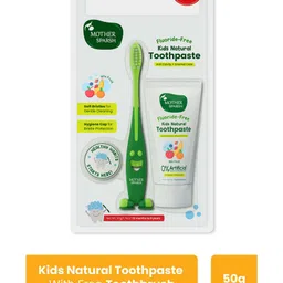 mother sparsh baby Mother Sparsh Toothpaste for Kids, Mix Fruit (With Free Toothbrush) | Strengthens Gums, Whitens Teeth | Preservative & Fluoride Free Baby Toothpaste | Anti Cavity + Enamel Care - 50 g-picture-5