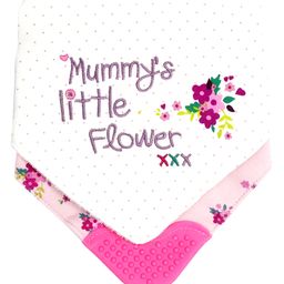 Little Surprise Box Premium Bib with Silicone Teether Flap & adjustable snap button Closure Flowers Print Pack Of 2 - Pink - White-picture-11