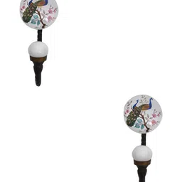 IndianShelf 2 Pieces Peacock Ceramic Wall Hangers Key Hooks-image-12