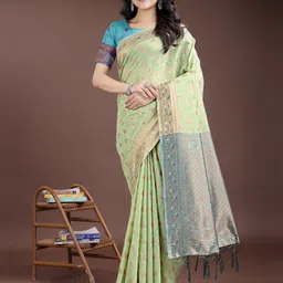 Panzora Ethnic Motifs Woven Design Zari Saree-image-55