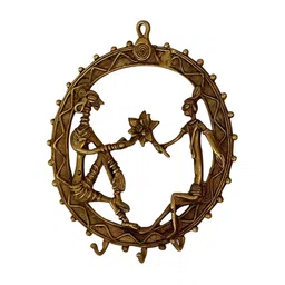 IndianShelf Gold Toned Brass Tribal Couple Coat Hooks Wall Hanging-image-99