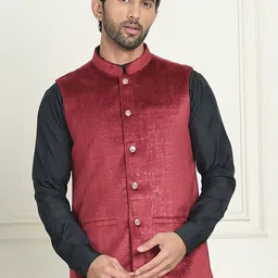 Anouk Woven Mandarin Collar Neck Nehru Jacket-picture-29