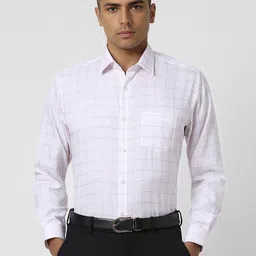 Van Heusen Men Spread Collar Windowpane Checked Cotton Slim Fit Formal Shirt-picture-41