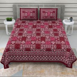 Myntra Elegant Homes Multi 180 TC Superfine Ethnic Motifs Cotton Queen Bedsheets-picture-6