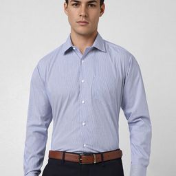 Van Heusen Men Regular Fit Spread Collar Vertical Striped Cotton Formal Shirt-image-100