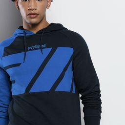 The Indian Garage Co Men Navy Blue Printed Hooded Sweatshirt-image-37