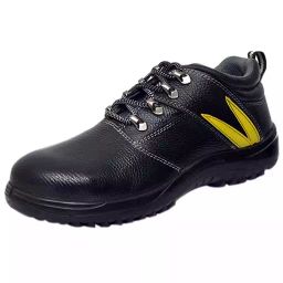 E-VOLT Steel Toe Leather Safety Shoes Low Ankle PU Sole Size UK 10 Black, 82217-5017 Leopard LA-68