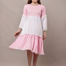 BAESD Solid Pom-Pom Fit & Flare Knee Length Dress-picture-31
