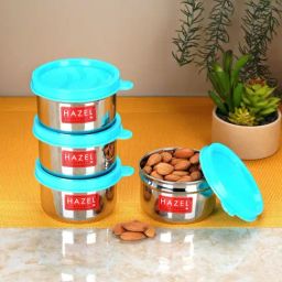 HAZEL Silver Stainless Steel Airtight Kitchen Storage Containers - Set of 4 (150 ML Each)-image-15