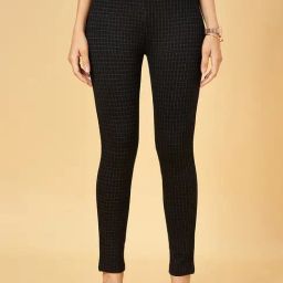 Annabelle by Pantaloons Black Chequered Treggings-image-47