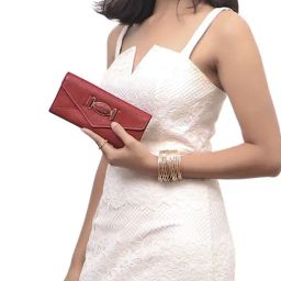 Hidesign Rockstar Metal W2 RF Red Solid Rfid Tri-Fold Wallet for Women-image-58