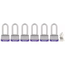 BRADY Keyed Padlock with 6 Keys Steel Purple, 39N335 (Set of 6 Pcs)-image-80