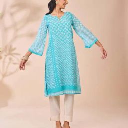 Daali Turq Regular Fit Printed Kurtas-image-10