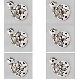 IndianShelf 6 Pcs Ceramic Lisianthus Key Hooks Hangers for Clothes Wall Mounted-image-69