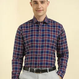 Allen Solly Slim Fit Tartan Checked Long Sleeves Pure Cotton Formal Shirt-image-37