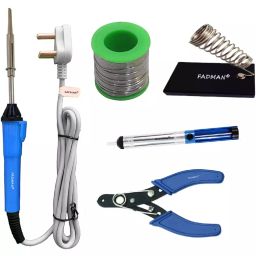 Fadman Beginner Basic 5 In 1 Soldering Iron Kit Copper, Iron & Nickle Corded 25 W with Cutter, Solder Wire-3