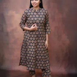 Stellaxmi 24 Women Pure Cotton Mandarin Collar Printed Maxi Dress-picture-26