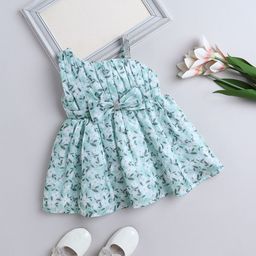 The Magic Wand Girl's Printed One Shoulder Bow Details Fit & Flare Knee Length Dress-image-14