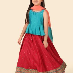 Fabindia Girls Printed Beads and Stones Ready to Wear Lehenga & Blouse With Dupatta-picture-23