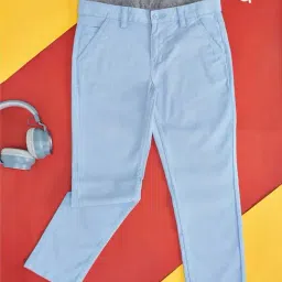 Pantaloons Junior Kids Powder Blue Cotton Regular Fit Trousers-picture-45
