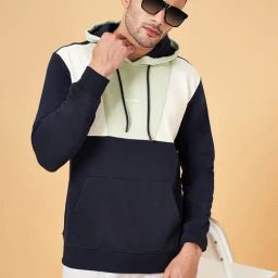 Byford by Pantaloons Navy Slim Fit Hooded Sweatshirt-45