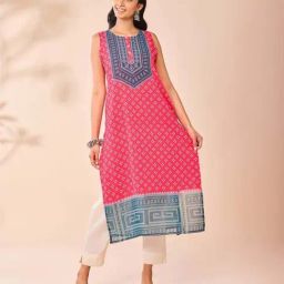 Daali Pink Regular Fit Printed Kurtas-image-91
