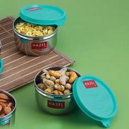 HAZEL Silver Stainless Steel Airtight Kitchen Storage Containers - Set of 2 (250 ML Each)-11