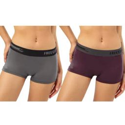 Freecultr Grey & Maroon Plain Boy-Shorts Panties - Pack Of 2-picture-8