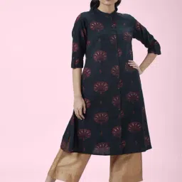 Rangmanch by Pantaloons Blue Printed A Line Kurta-image-45