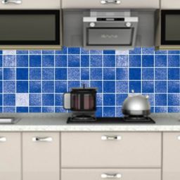 Asian royal White & Blue Printed Self Adhesive Wall Sticker-image-56