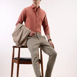Beyoung Men Spread Collar Solid Cotton Slim Fit Casual Shirt-image-55