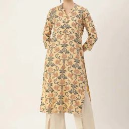 Amukti Beige Printed A Line Kurta-image-87