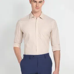 Arrow Beige Cotton Slim Fit Shirt-picture-20