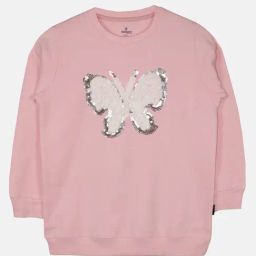 Kiddopanti Kids Baby Pink Applique Full Sleeves Sweatshirt-image-69
