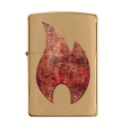 Zippo Gold & Red Rusty Flame Design Brass Pocket Lighter-image-23
