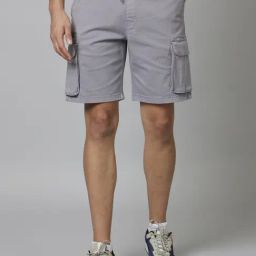 celio* Grey Regular Fit Cargo Shorts-image-62