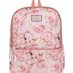 Lino Perros Peach Printed Medium Laptop Backpack-1