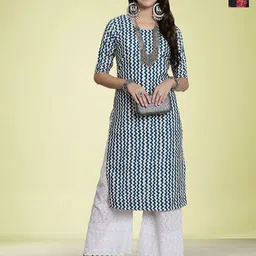 Moda Rapido Set of 2 Printed Round Neck Straight Kurtas-picture-4