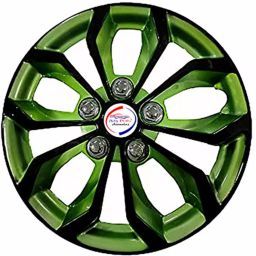 Auto Pearl BlkGn20 R15 381 mm(15 Inch) PPress Type Wheel Hubcap with Retention Ring Glossy Black Green Wheel Cover for ford Fusion (Set of 4)-image-57