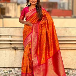 Mitera Ethnic Motifs Woven Design Zari Banarasi Saree-picture-29