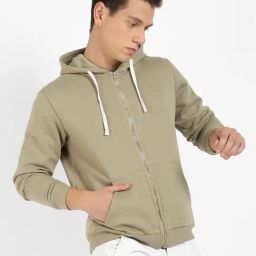 Campus Sutra Beige Regular Fit Hooded Sweatshirt-38