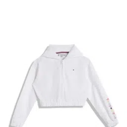 Tommy Hilfiger Kids White Regular Fit Full Sleeves Hoodie-picture-40