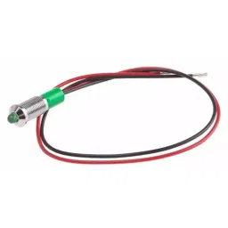 RS PRO Green Panel Mount Indicator 12V DC, Mounting Hole Size 6 mm, Termination Type Lead Wires, IP Rating IP67, Model No 7227788-17